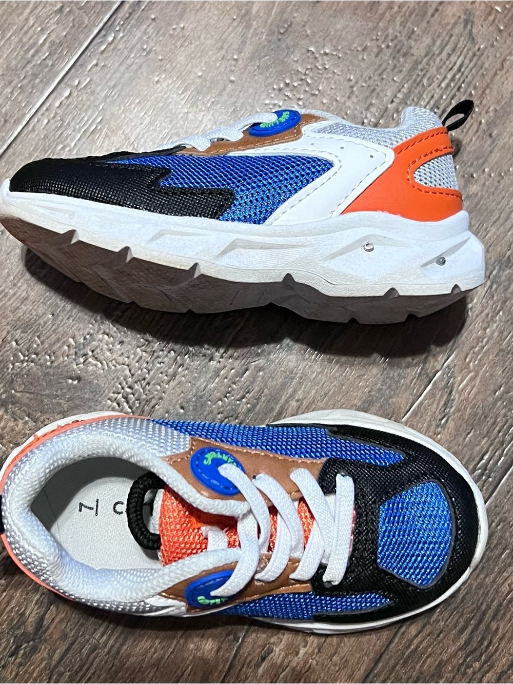 Kids Athletic Sneakers in Blue, Black & Orange
